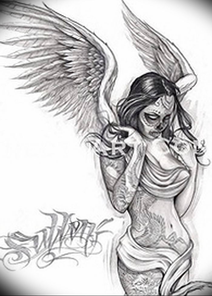 Photo tattoo angel от 08.09.2018 №157 - drawing example - tattoovalue.net