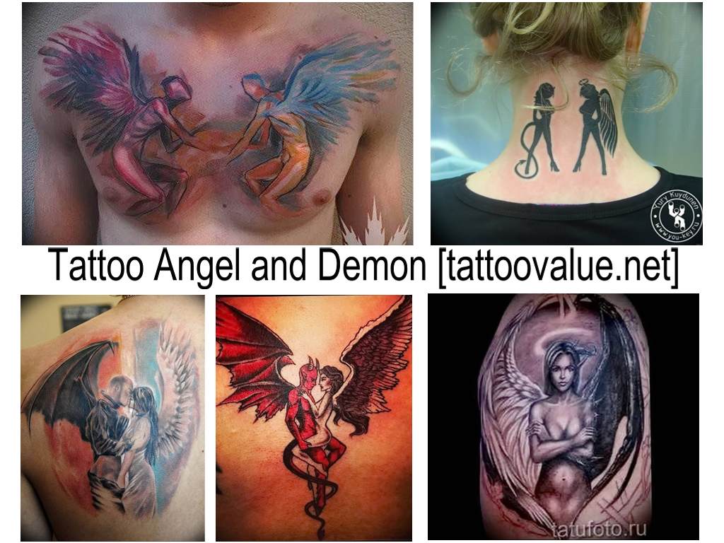 the value of the Angel and Demon tattoo-kokoelma kuvia valmiiden tatuointien alkuperäisistä piirustuksista