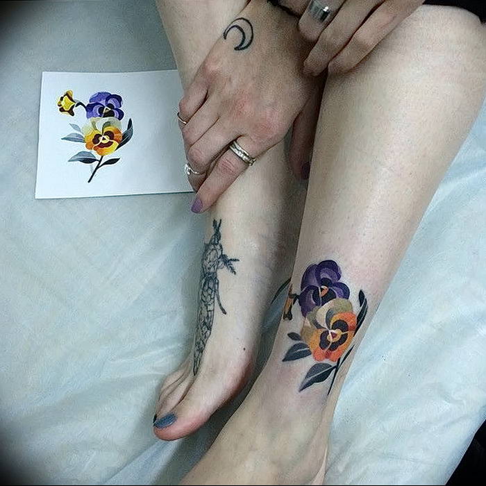 photo tattoo Pansies от 10.09.2018 №002 - example of drawing a tattoo - tattoovalue.net