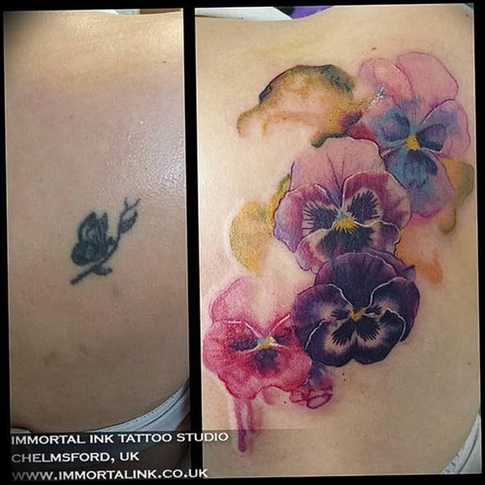 photo tattoo Pansies от 10.09.2018 №007 - example of drawing a tattoo - tattoovalue.net