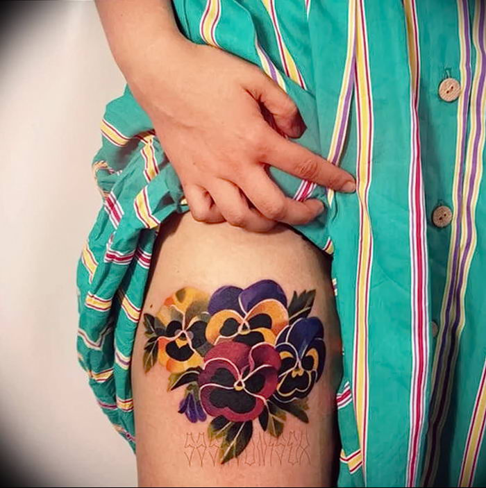 photo tattoo Pansies от 10.09.2018 №008 - example of drawing a tattoo - tattoovalue.net
