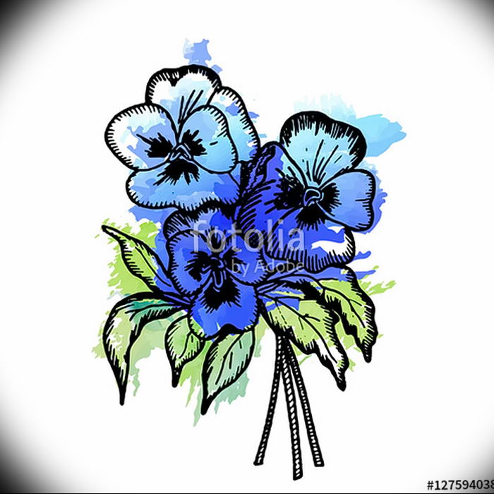 photo tattoo Pansies от 10.09.2018 №014 - example of drawing a tattoo - tattoovalue.net