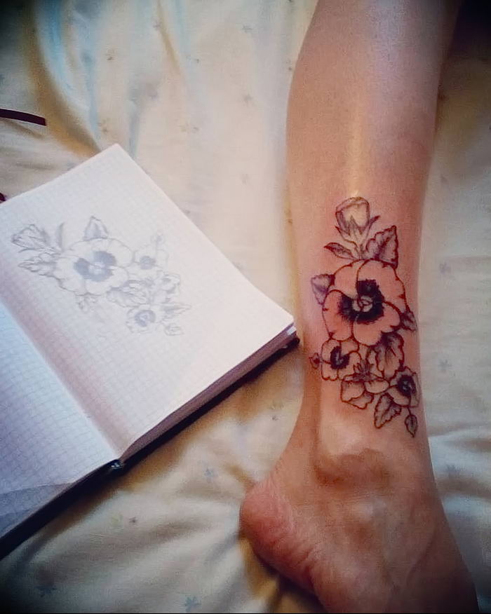 photo tattoo Pansies от 10.09.2018 №021 - example of drawing a tattoo - tattoovalue.net