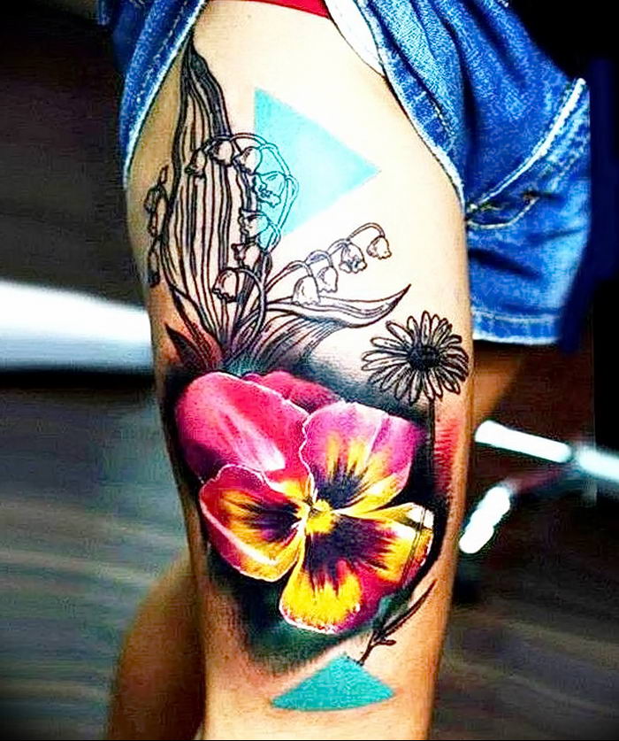 photo tattoo Pansies от 10.09.2018 №026 - example of drawing a tattoo - tattoovalue.net