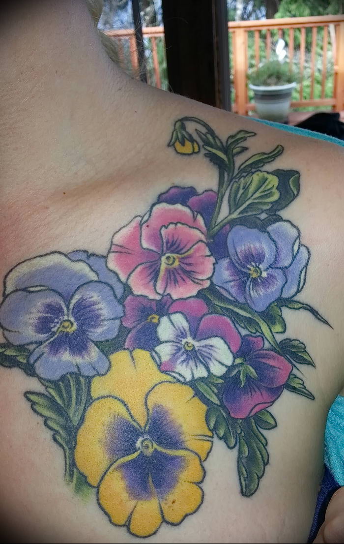photo tattoo Pansies от 10.09.2018 №029 - example of drawing a tattoo - tattoovalue.net