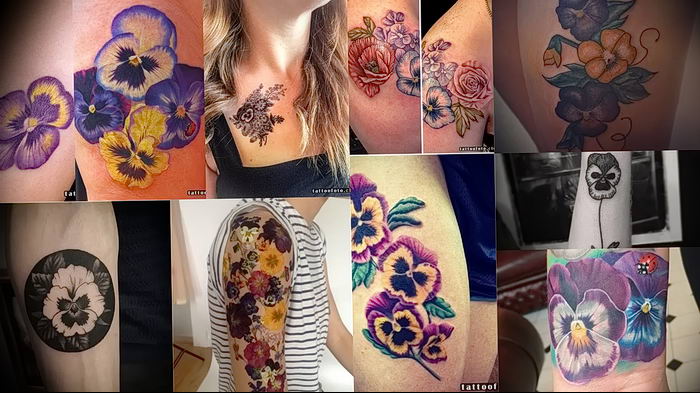 photo tattoo Pansies от 10.09.2018 №034 - example of drawing a tattoo - tattoovalue.net