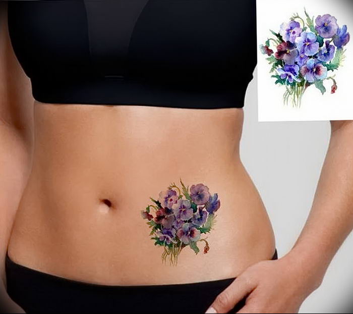 photo tattoo Pansies от 10.09.2018 №038 - example of drawing a tattoo - tattoovalue.net