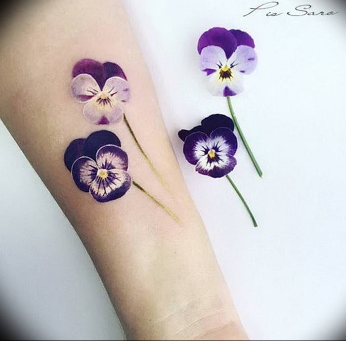 photo tattoo Pansies от 10.09.2018 №039 - example of drawing a tattoo - tattoovalue.net