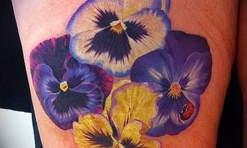 photo tattoo Pansies от 10.09.2018 №048 - example of drawing a tattoo - tattoovalue.net