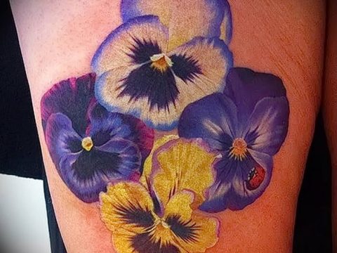 photo tattoo Pansies от 10.09.2018 №048 - example of drawing a tattoo - tattoovalue.net