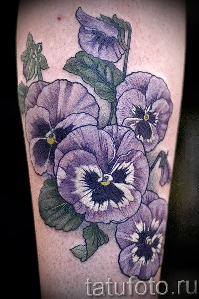 photo tattoo Pansies от 10.09.2018 №054 - example of drawing a tattoo - tattoovalue.net