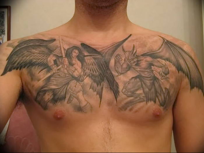 satan vs god tattoos