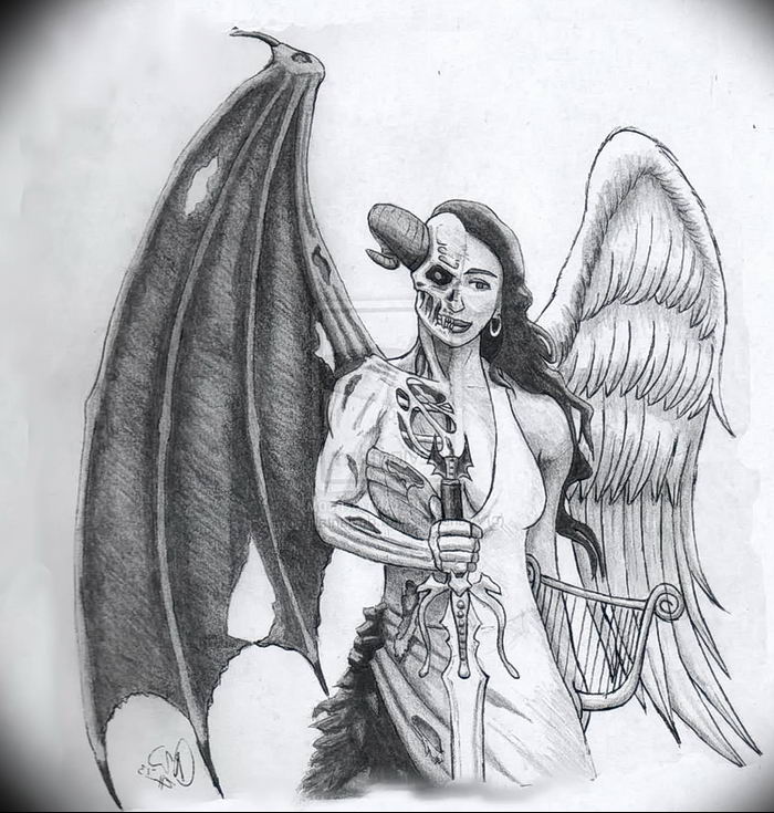 Demon And Angel Tattoos Angel And Demon Tattoo Designs Pin Angel -  