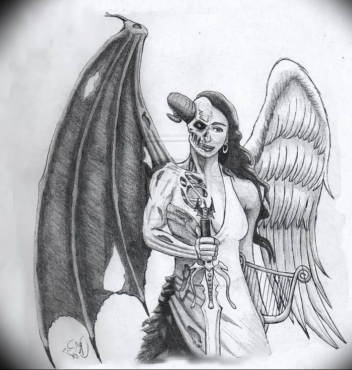 Angel vs Demon tattoo for Karl  Tim Langer Tattoo Artist  Facebook