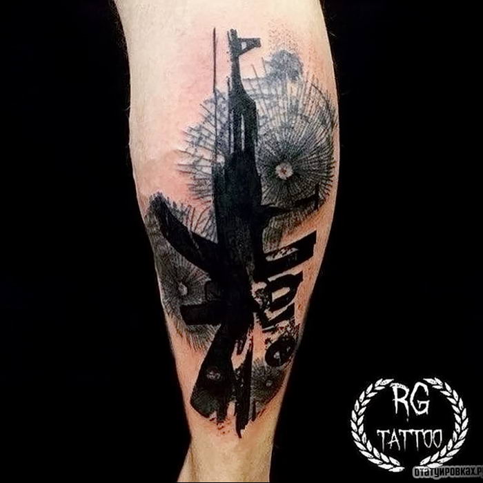 photo tattoo assault rifle tattoo от 05.09.2018 №004 - drawing example - tattoovalue.net