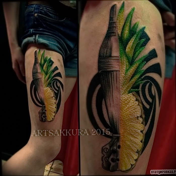 photo tattoo pineapple от 10.09.2018 №002 - example of drawing a tattoo - tattoovalue.net