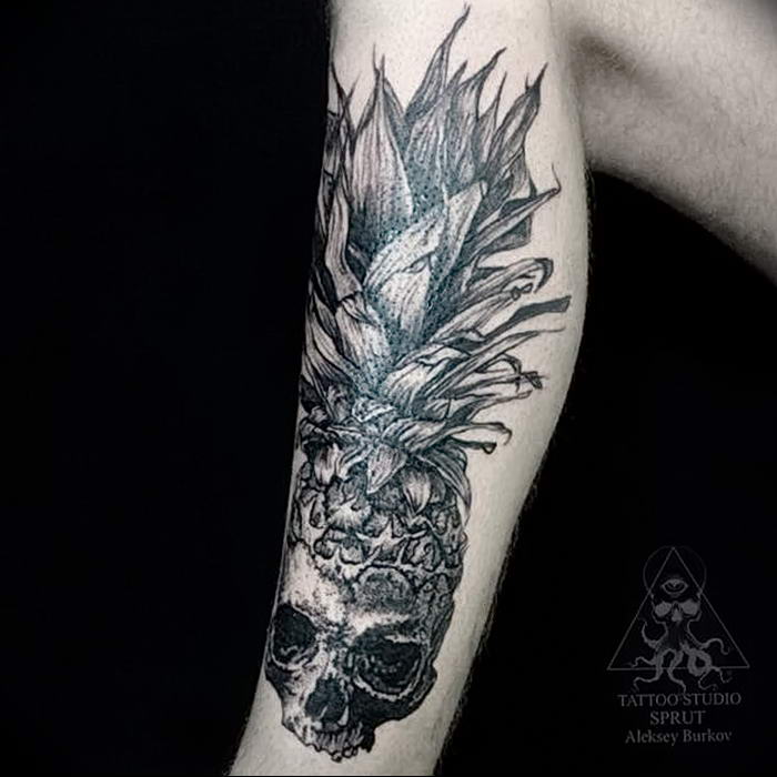 photo tattoo pineapple от 10.09.2018 №012 - example of drawing a tattoo - tattoovalue.net