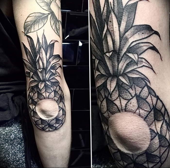 photo tattoo pineapple от 10.09.2018 №027 - example of drawing a tattoo - tattoovalue.net