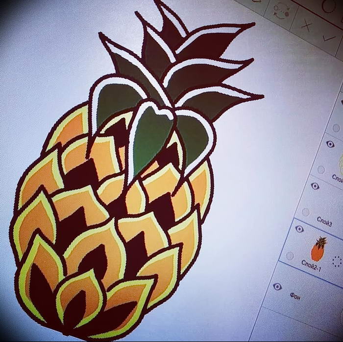 photo tattoo pineapple от 10.09.2018 №052 - example of drawing a tattoo - tattoovalue.net