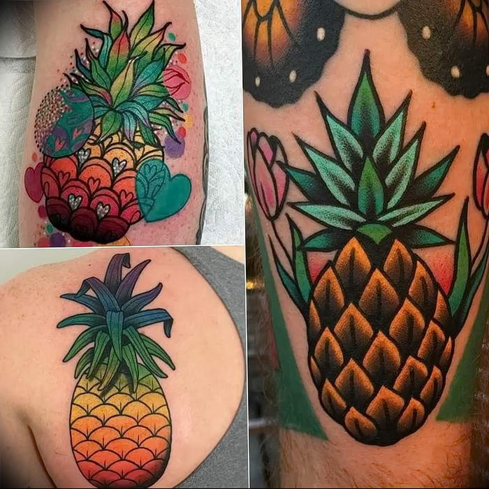 photo tattoo pineapple от 10.09.2018 №061 - example of drawing a tattoo - tattoovalue.net