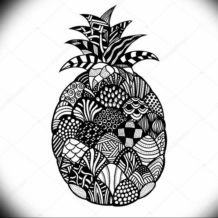photo tattoo pineapple от 10.09.2018 №079 - example of drawing a tattoo - tattoovalue.net
