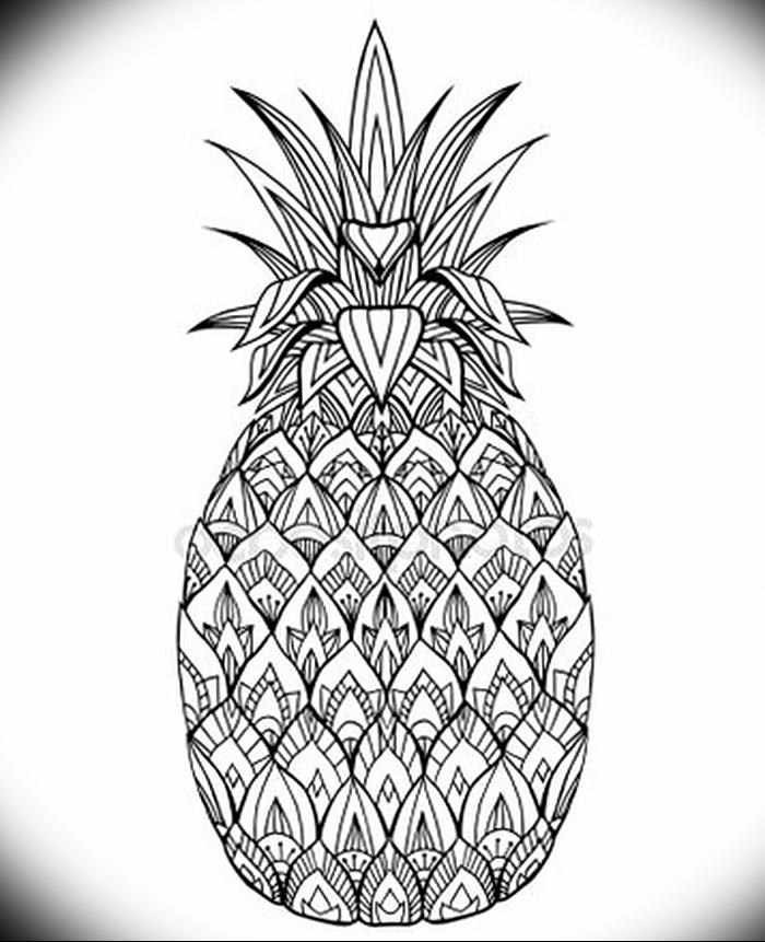 photo tattoo pineapple от 10.09.2018 №081 - example of drawing a tattoo - tattoovalue.net