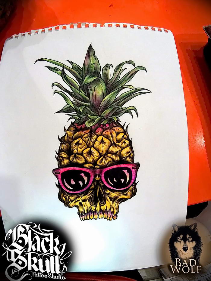 photo tattoo pineapple от 10.09.2018 №091 - example of drawing a tattoo - tattoovalue.net
