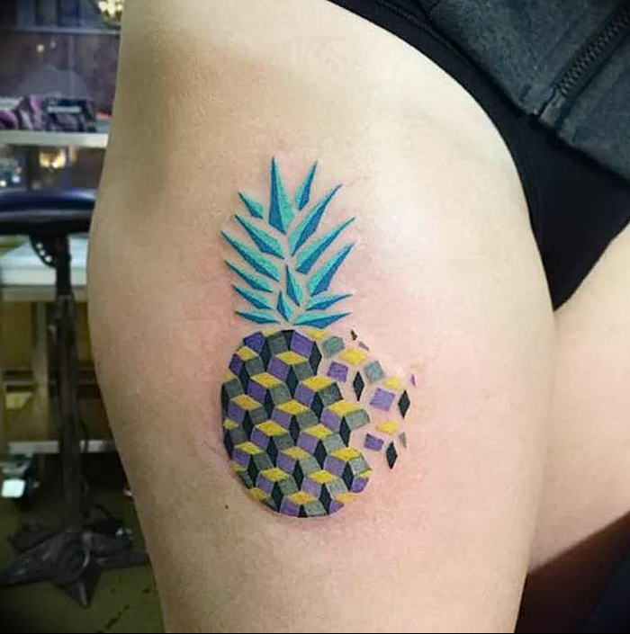 photo tattoo pineapple от 10.09.2018 №127 - example of drawing a tattoo - tattoovalue.net