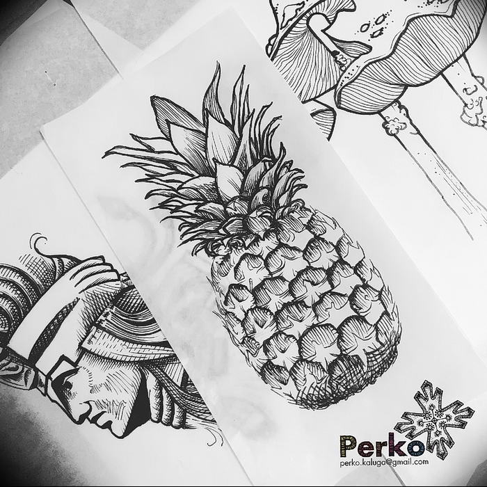photo tattoo pineapple от 10.09.2018 №130 - example of drawing a tattoo - tattoovalue.net