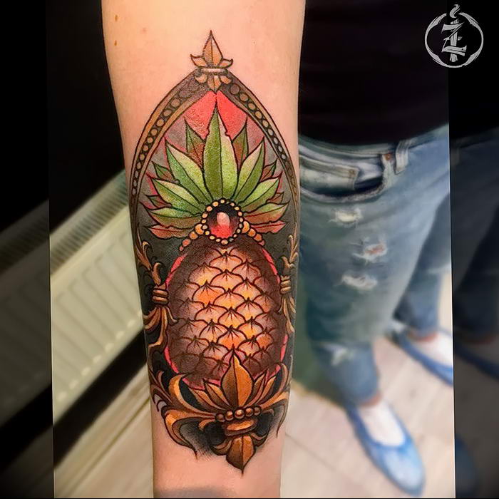 photo tattoo pineapple от 10.09.2018 №136 - example of drawing a tattoo - tattoovalue.net