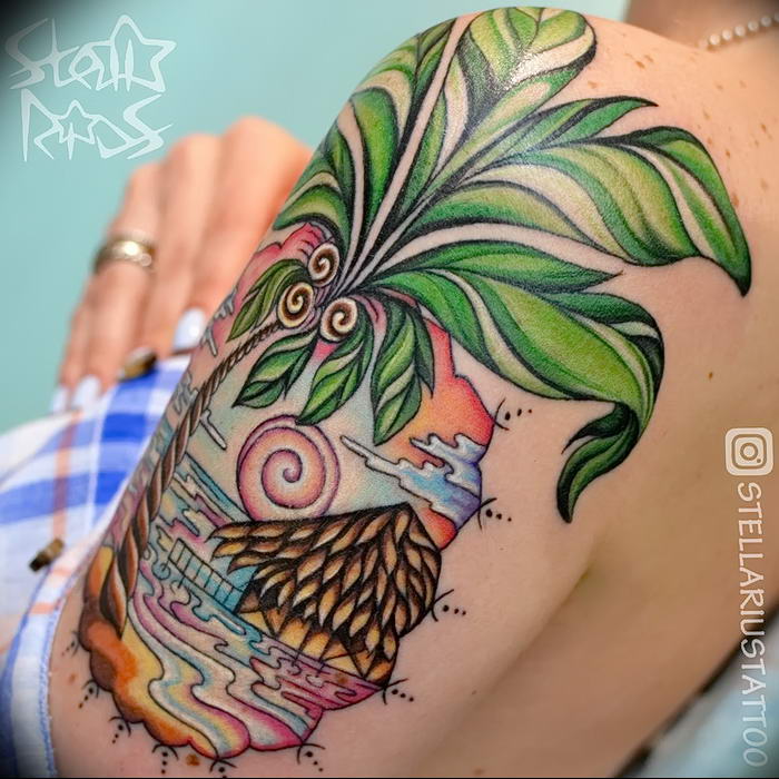 photo tattoo pineapple от 10.09.2018 №138 - example of drawing a tattoo - tattoovalue.net
