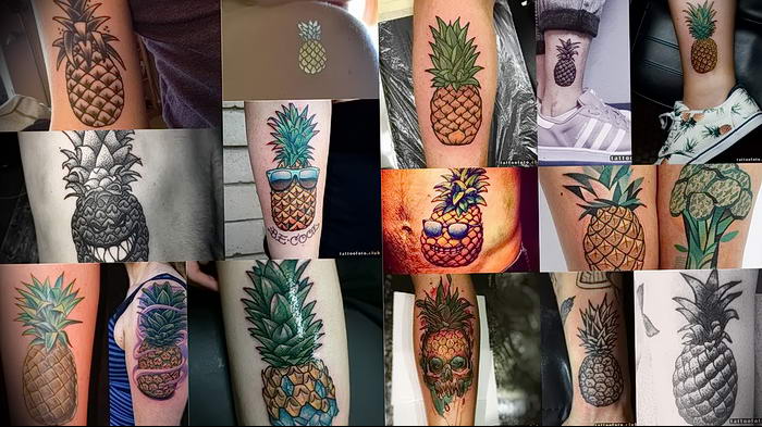 photo tattoo pineapple от 10.09.2018 №147 - example of drawing a tattoo - tattoovalue.net