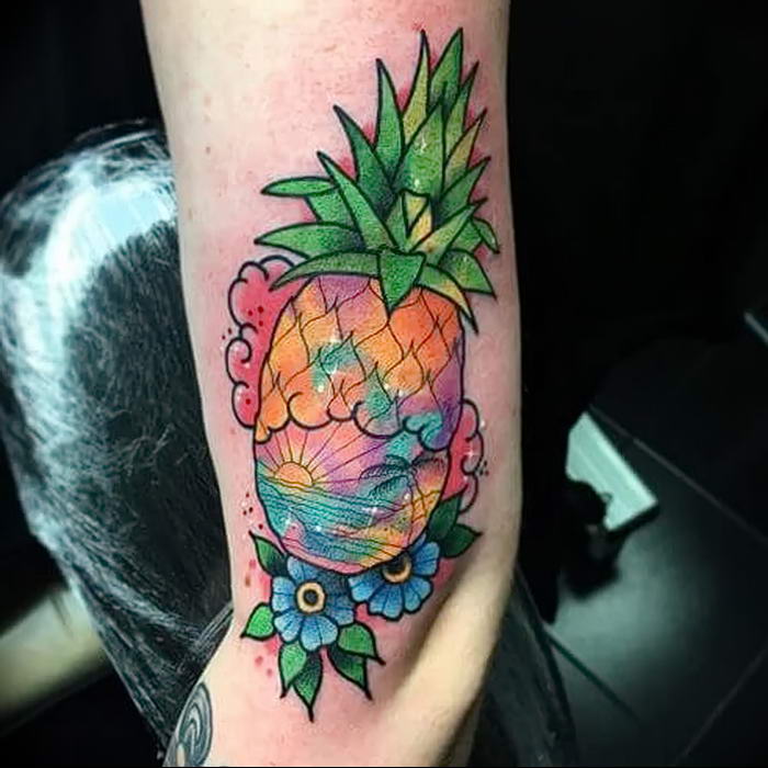 photo tattoo pineapple от 10.09.2018 №148 - example of drawing a tattoo - tattoovalue.net