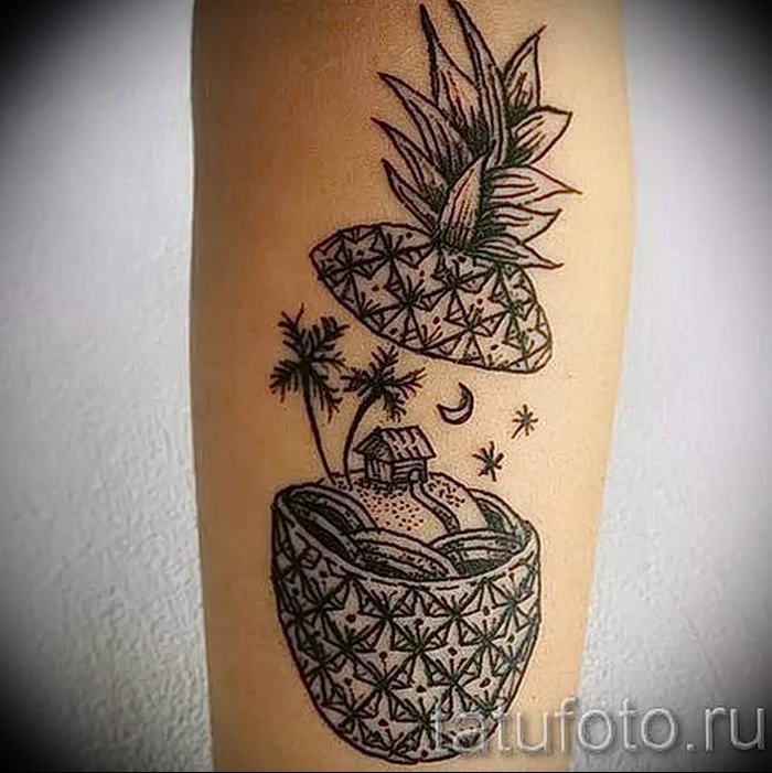 photo tattoo pineapple от 10.09.2018 №154 - example of drawing a tattoo - tattoovalue.net