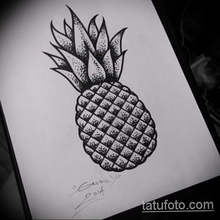 photo tattoo pineapple от 10.09.2018 №176 - example of drawing a tattoo - tattoovalue.net