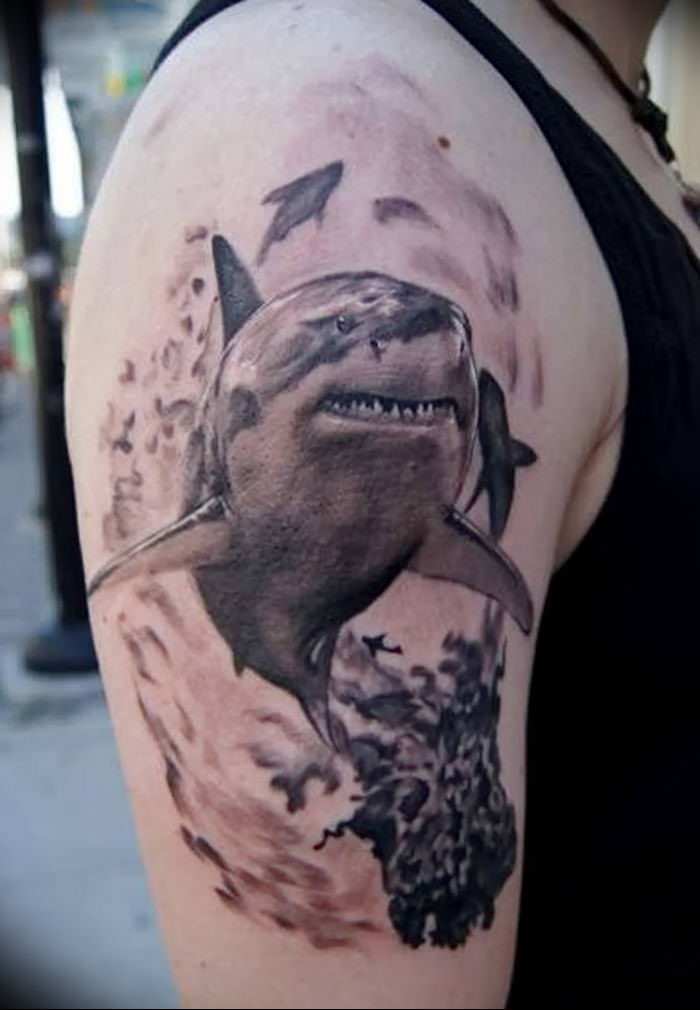 photo tattoo shark от 25.09.2018 №230 - drawing of the predator of the seas - tattoovalue.net