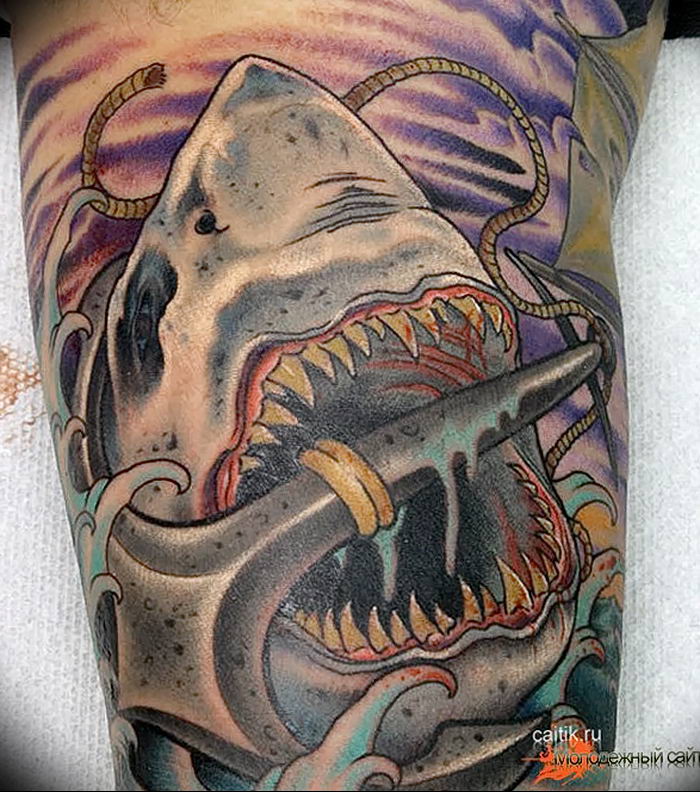 photo tattoo shark от 25.09.2018 №233 - drawing of the predator of the seas - tattoovalue.net