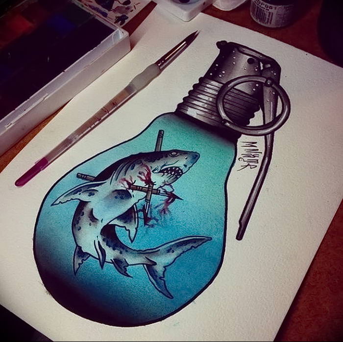 photo tattoo shark от 25.09.2018 №324 - drawing of the predator of the seas - tattoovalue.net