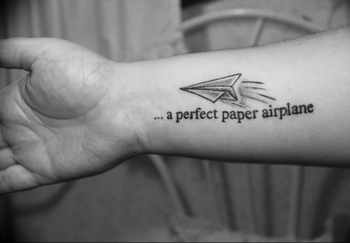 Photo tattoo paper airplane 16.10.2018 №002 - an example of a tattoo design - tattoovalue.net