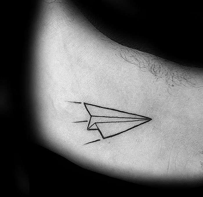 Photo tattoo paper airplane 16.10.2018 №022 - an example of a tattoo design - tattoovalue.net