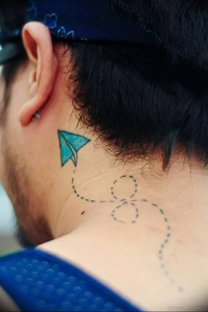 Photo tattoo paper airplane 16.10.2018 №023 - an example of a tattoo design - tattoovalue.net