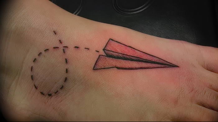 Photo tattoo paper airplane 16.10.2018 №036 - an example of a tattoo design - tattoovalue.net