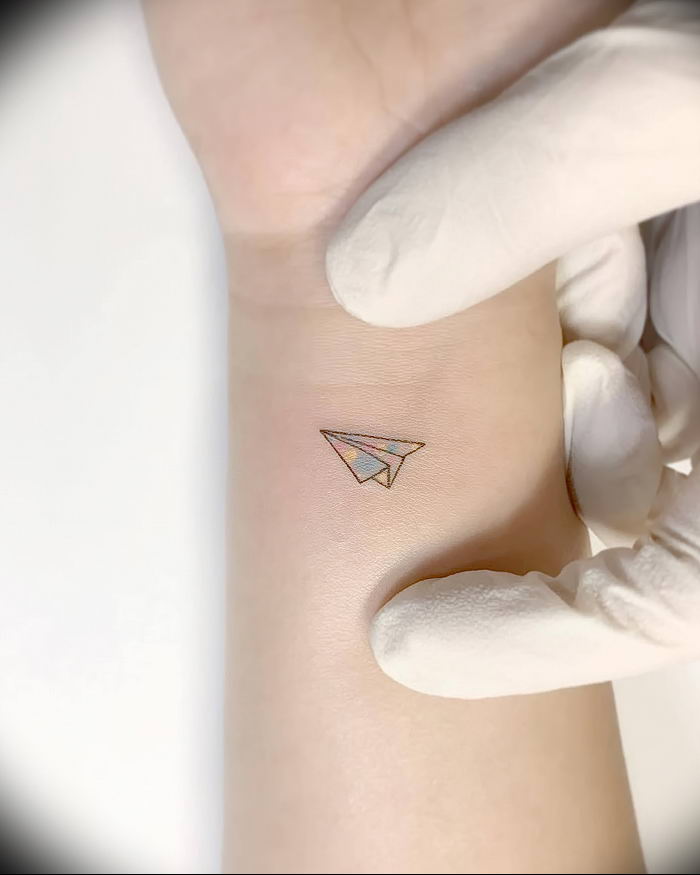 Photo tattoo paper airplane 16.10.2018 №037 - an example of a tattoo design - tattoovalue.net