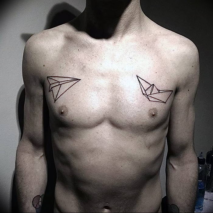 Photo tattoo paper airplane 16.10.2018 №044 - an example of a tattoo design - tattoovalue.net