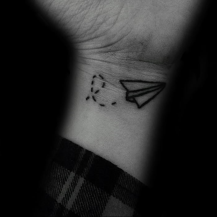 Photo tattoo paper airplane 16.10.2018 №045 - an example of a tattoo design - tattoovalue.net