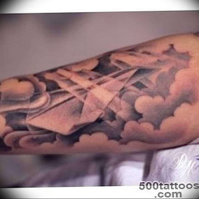 Photo tattoo paper airplane 16.10.2018 №056 - an example of a tattoo design - tattoovalue.net