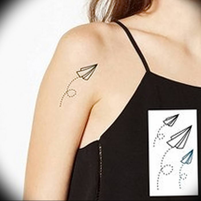 Photo tattoo paper airplane 16.10.2018 №058 - an example of a tattoo design - tattoovalue.net