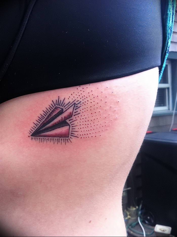 Photo tattoo paper airplane 16.10.2018 №065 - an example of a tattoo design - tattoovalue.net