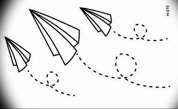 Photo tattoo paper airplane 16.10.2018 №067 - an example of a tattoo design - tattoovalue.net