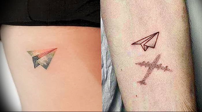 Photo tattoo paper airplane 16.10.2018 №069 - an example of a tattoo design - tattoovalue.net